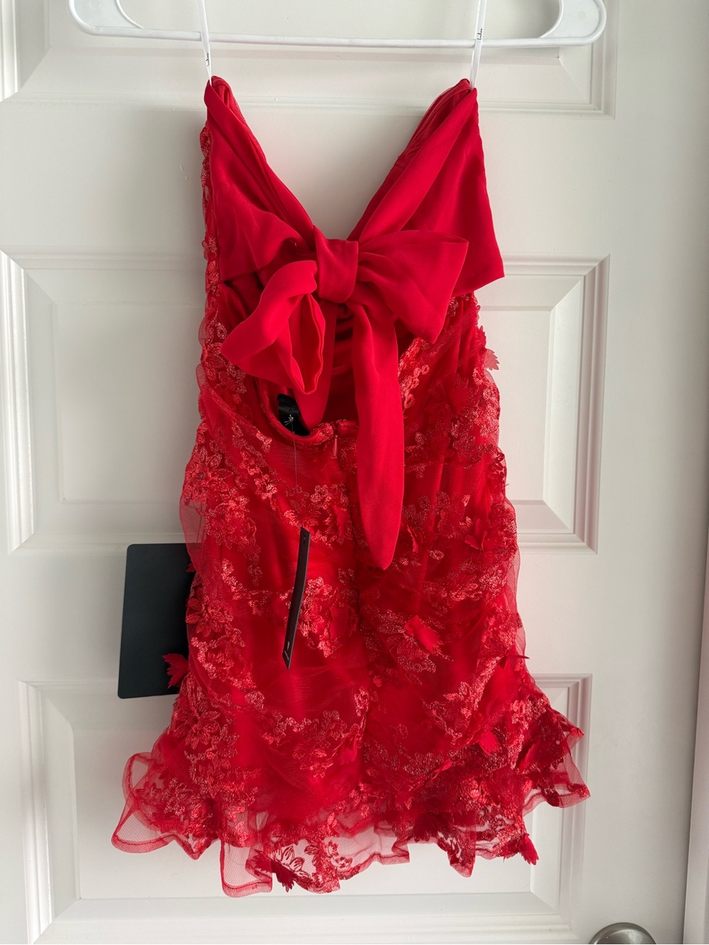 Lulu's Red Embroidered Mesh Ruffled Mini Dress - Picture 4 of 5